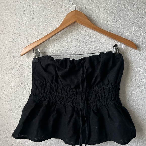 Anthropologie Black Textured Strapless Top - Picture 1 of 4